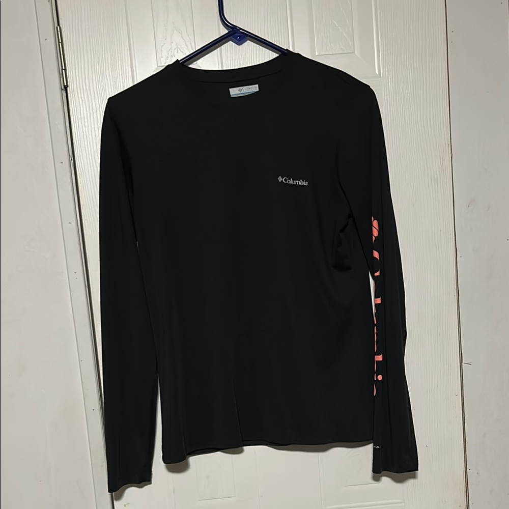 Columbia Black Long Sleeve Tee with Pink Accents